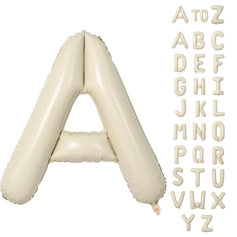 Lausatek アルファベット レター バルーン A 英語 文字 40インチ アルミ風船 大きい 組み合わせ 誕生日 バースデー 飾り付け イベント 記念日 パーティー 約90cm くすみホワイト