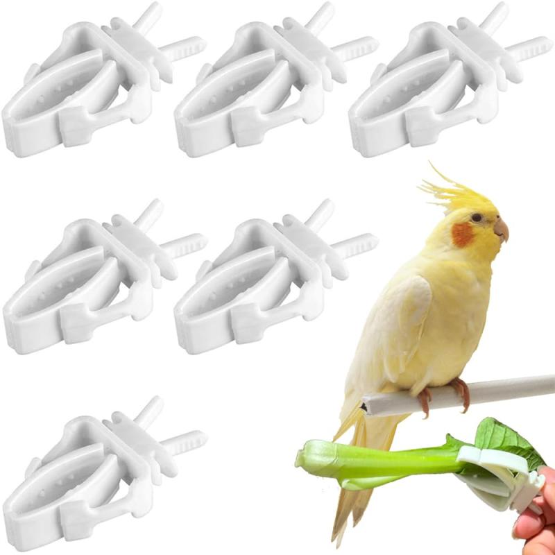 鳥 野菜ホルダー 鳥かご専用 給餌クリップ 6個セット 野菜固定クランプ プラスチック製 簡単装着 小鳥用食器 鳥かご固定用 バニー/ハリネズミ/ハムスター あらゆる種類の小動物の給餌に適