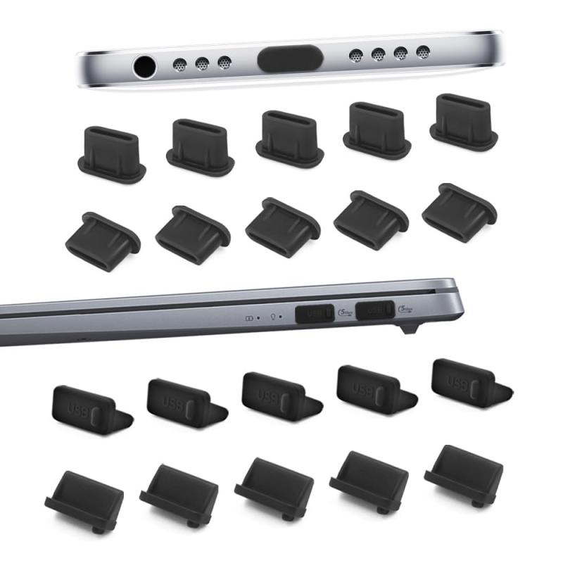 USB-Aポートカバー（10個）＋Type-Cポートカバー（10個） コネクタカバー usb キャップ usb 蓋 保護キャップ 防塵 防水 汚れ防止 （ブラック）