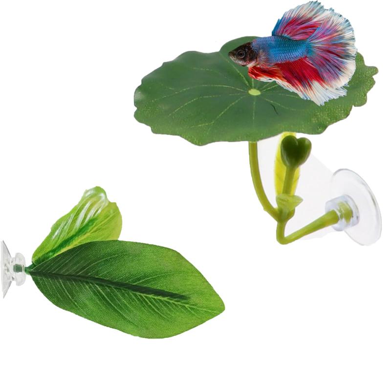Mirhua 双层人工ベタベッドリーフ 2枚セット ベタ用休憩リーフ 吸盤付き 産卵 繁殖用 自然再 ...
