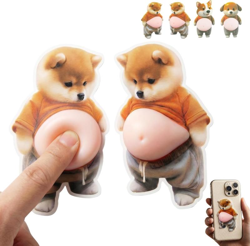Rakuten - 犬 お腹 シール おしり 2枚セット 3Dお尻シール 柔らかいお腹 DIY用 手帳 ノート スマホ用 ゼント ギフト (2枚セット)