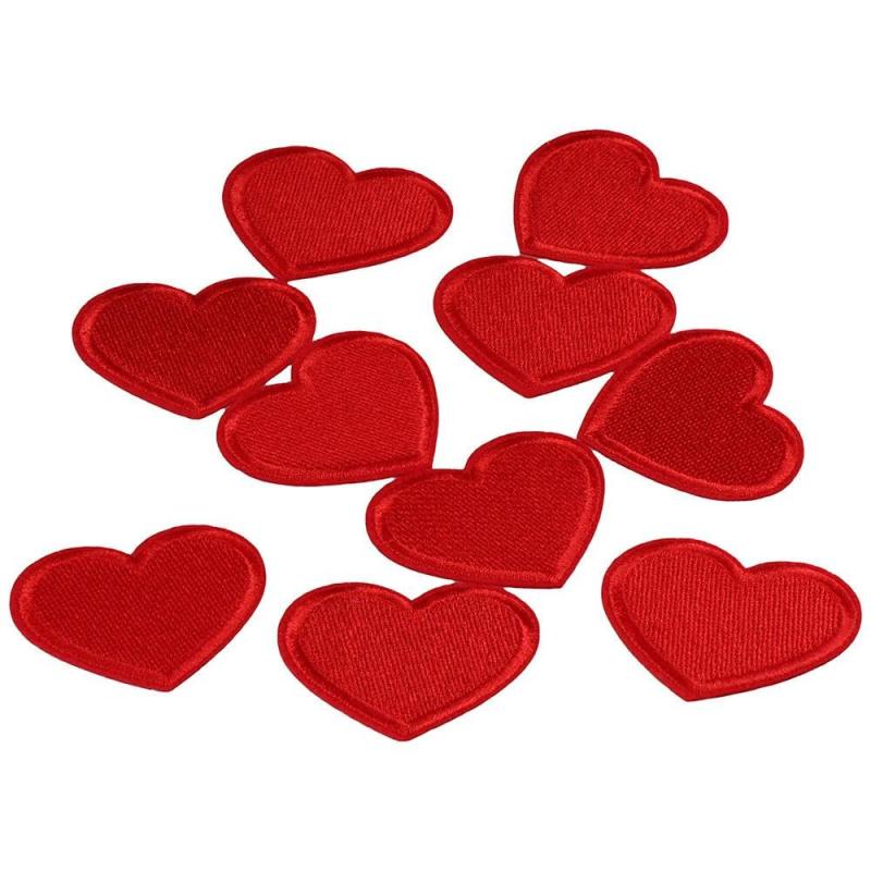 Qicarkey 10個のレッドハートパッチ、衣類アイロン接着刺繍パッ...(3.0)