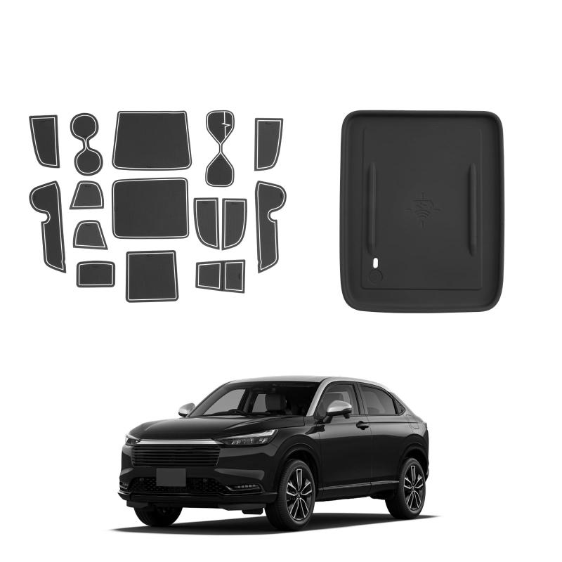SHAOHAO「2024.4-以後」2点セット ヴェゼル rv系 2代目 ラバーマット 専用 honda vezel ゴムマットワイヤレス充電対応 滑り止め ノイズ軽減 簡単使用 インテリアラバーマット 15枚 ヴェゼルアクセサ
