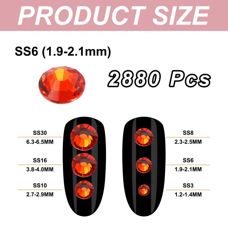 PATIKIL 2880 piezas de piedra de barro SS6 (1,9-2,1 mm) redonda de espalda plana de vidrio piezas de piedra de barro de gran capacidad cristal gem diamante DIY arte de las uñas piezas artesanales — vista 2