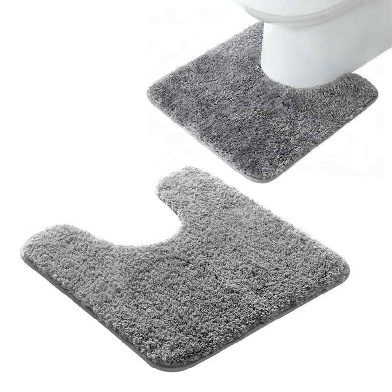 Rakuten - HUIKKJP 北欧風 U 型トイレマット グレー 約 50cm×40cm 吸水速乾 滑り止め 洗える ふかふか 家庭用浴室マット