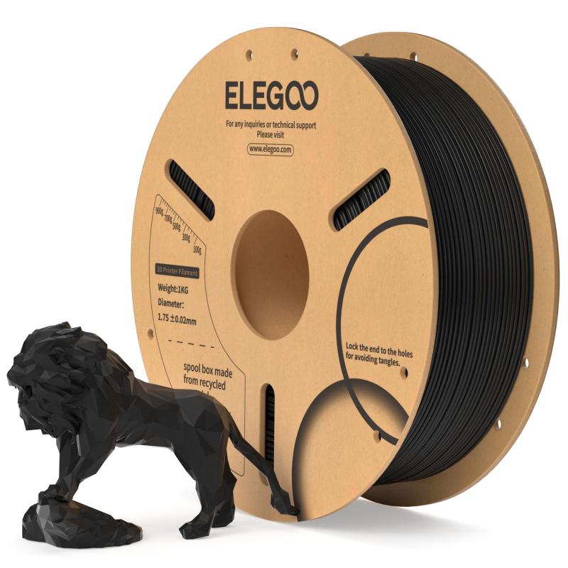 ELEGOO PLAフィラメント 1.75mm 3Dプリンター用フィラメント 寸法精度±0.02mm ほとんどの3Dプリンターに対応 (1KG/スプール 2.2 lbs) 黒色