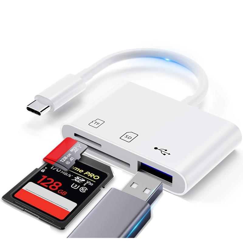 Rakuten - SDカードリーダー 【業界新版 iPhone16に対応】 Type-C メモリカードリーダー 3in1 USB/SD/TF変換アダプタ 0TG機能 設定不要 写真/ビデオ 高速伝送 双方向転送 カメラリーダー iPhone15/タイプC スマホ/Ma