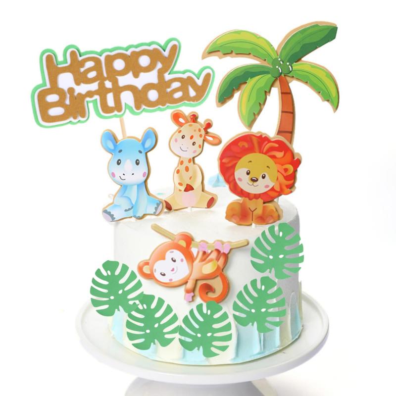 ケーキトッパー 誕生日 ケーキ飾り デコレーションケーキ 森の王 動物 ライオン シ...