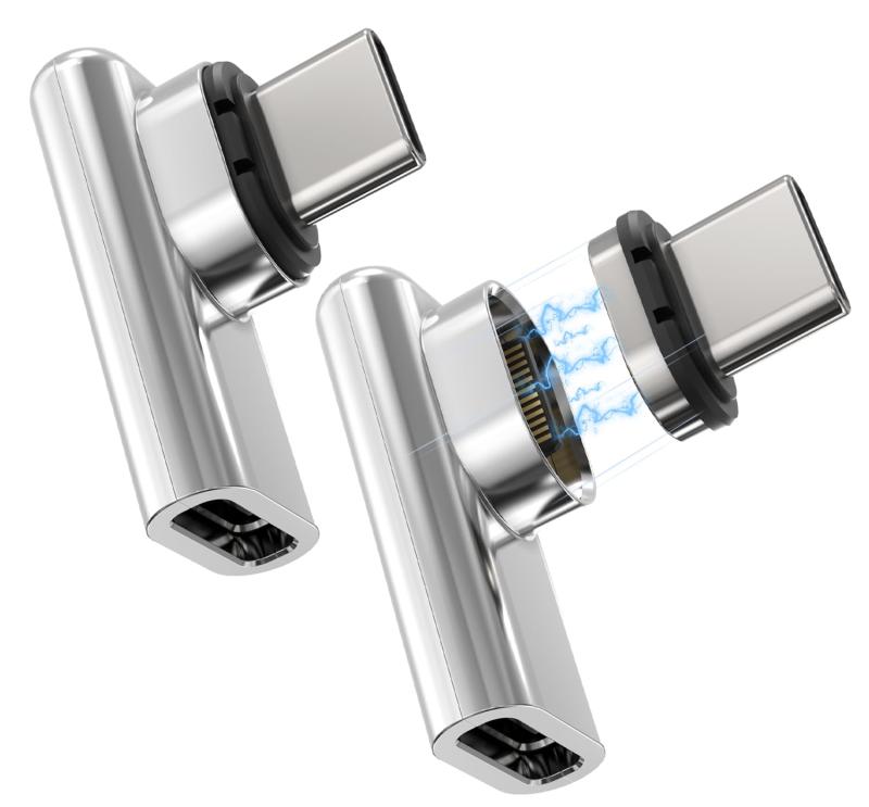 ~15 inches - USB C 変換アダプタ マグネット L字 タイプc 変換アダプタ [USB4.0 40Gbps PD240W 8K/4K/60Hz] type-c(メス) to C(メス) 24ピン タイプc マグネットアダプター Thunderbolt3 映像対応