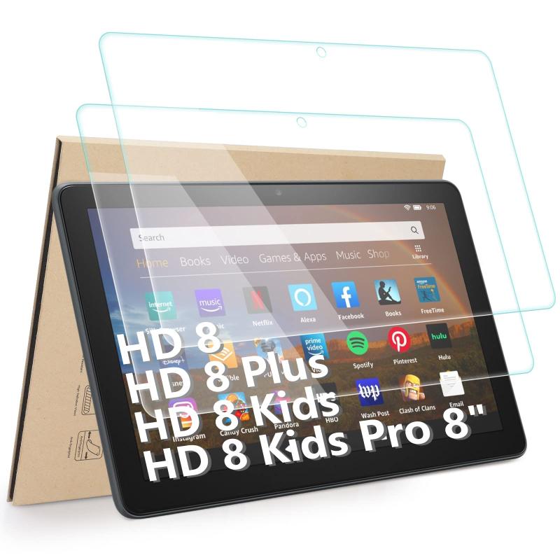 Rakuten - Hianjoo 2枚セット Fire HD 8 タブレット 対応 保護フィルム 強化ガラス (第12世代/第10世代・2024/2022/2020 通用) Fire HD 8/Fire HD 8 キッズモデル/Fire HD 8 Plus 対応 フィルム