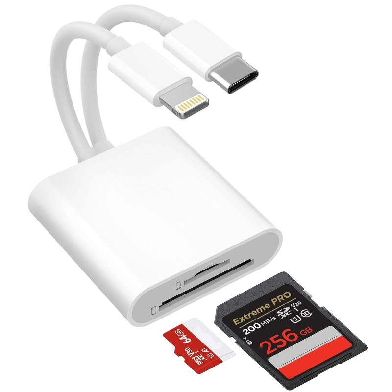 SDカードリーダー 2in2,タイプC/Lightning 対応 iPhone sdカードリーダー高速双方向データ転送 写真移行 設定不要 写真/動画/資料読み込み SD/MicroSDカード対応 メモリーカードリーダー iPhone17/16/15/1