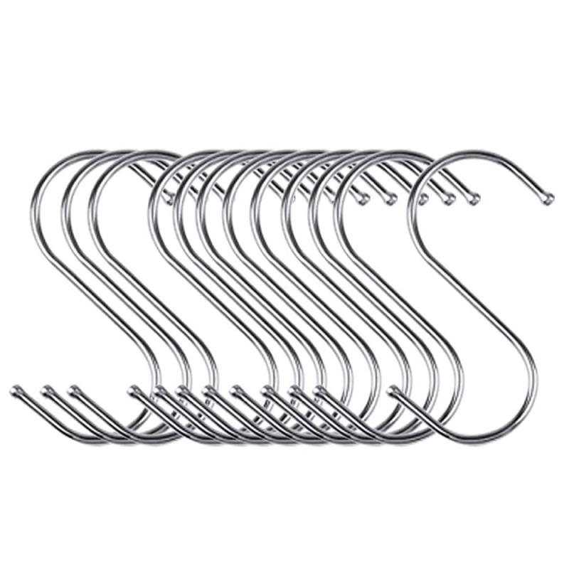S字フック【20個セット】ステンレス ウォール お風呂 収納 Sカン 小物掛け 耐荷重15kg (8cm×20Pcs,銀色)S字フック 20個、1個あたり重さ約：10g。両端はボール形になってしっかり物を竿に掛け、滑りにくい。sフック 長さ約8cm、幅約3.2cm、厚さ約0.36cm。頑丈なステンレスS字フックの耐荷重は約15kg。頑丈な耐久性ある s字フック 大，耐腐性が良い、表面にコーティング処理を施したアイアン素材。s字カン は釘、ネジや接着剤が必要なくて簡単にインストールします、家の壁に穴を打つのを要りません。台所収納、鍋、まな板、食器、浴室、庭園、クロゼット。屋内および屋外での使用このS フックを使用すると大量スペースを節約できます。
