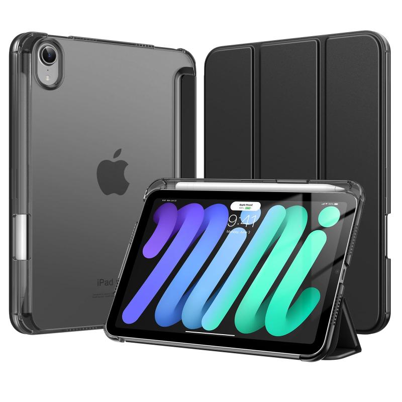 Rakuten - TiMOVO iPad mini7 ケース (A17 Pro) iPad mini 第7/6世代 ケース (8.3インチ、2024/2021) スリム 三つ折り2WAYスタンド ペン収納 PencilPro/第2世代収納 PC半透明バック PUレザー 衝