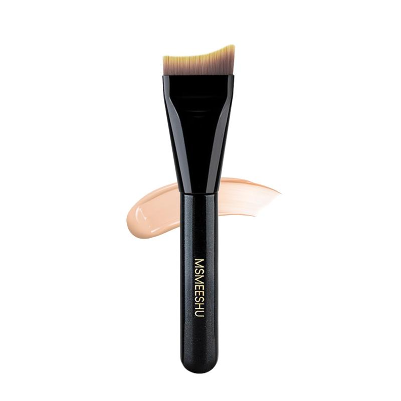 DayaEmmoTQ ファンデーションブラシ リキッドファンデ対応 フィッシュテール形状 繊維毛 柔らかい 使いやすい メイクパレット付き ファンデブラシ 携帯便利