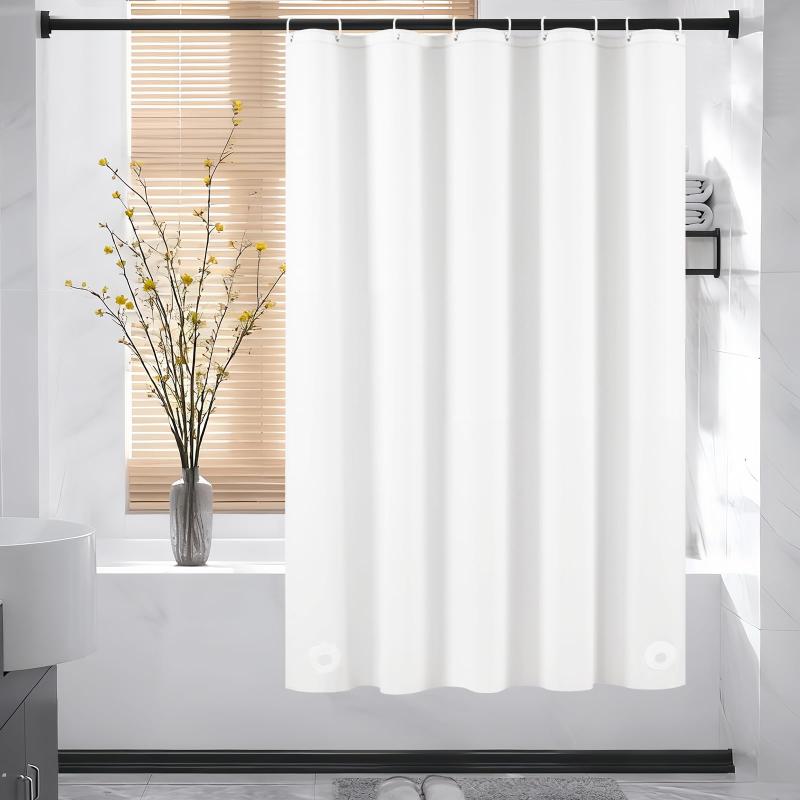 樂天商城 - AooHome シャワーカーテン ホワイト 100%防水 PEVA 保温 防寒 防カビ加工 150cm丈 135cm幅 バスカーテン ユニットバス 浴室 北欧 清潔 フック付き 取付簡単