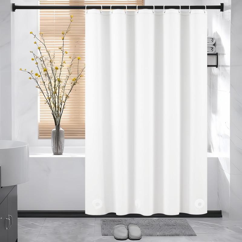 AooHome シャワーカーテン ロング ホワイト 100%防水 PEVA 保温 防寒 防カビ加工 180cm丈 180cm幅 バスカーテン ユニットバス 浴室 北欧 清潔 フック付き 取付簡単