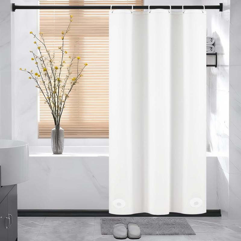AooHome シャワーカーテン ホワイト 100%防水 PEVA 保温 防寒 防カビ加工 180cm丈 90cm幅 バスカーテン ユニットバス 浴室 北欧 清潔 フック付き 取付簡単