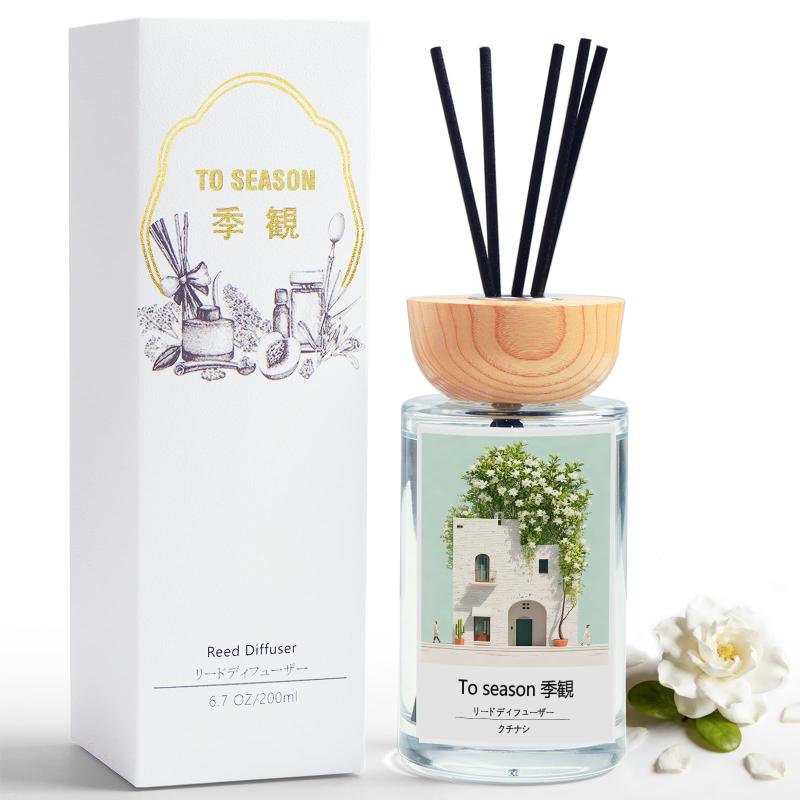 乐天商城 - ディフューザー ルームフレグランス リードディフューザー クチナシの香り 大容量 200ml 約3ヶ月分 スティック付き アロマディフューザー フレグランス インテリア 消臭 除菌 爽やか 優しい