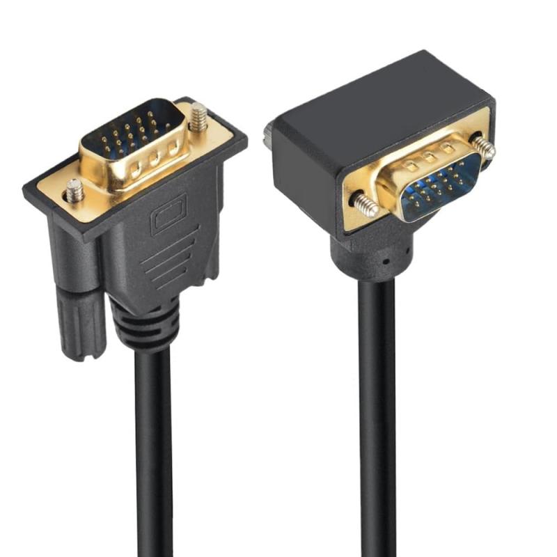 CY ケーブル 90 度角度付き VGA RGB オス - ストレート オス延長 3COAX + 6C モニター、プロジェクター、コンピューター用