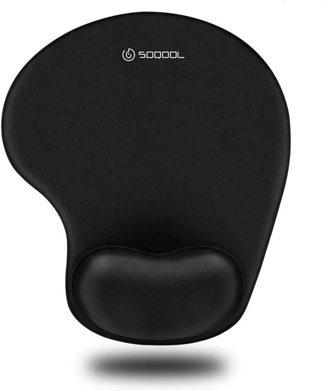 Rakuten - Soqool マウスパッド リストレスト一体型マウスパッド 低反発リストレス 人間工学 手首クッション 滑り止め 水洗い 耐久性良い (Black)