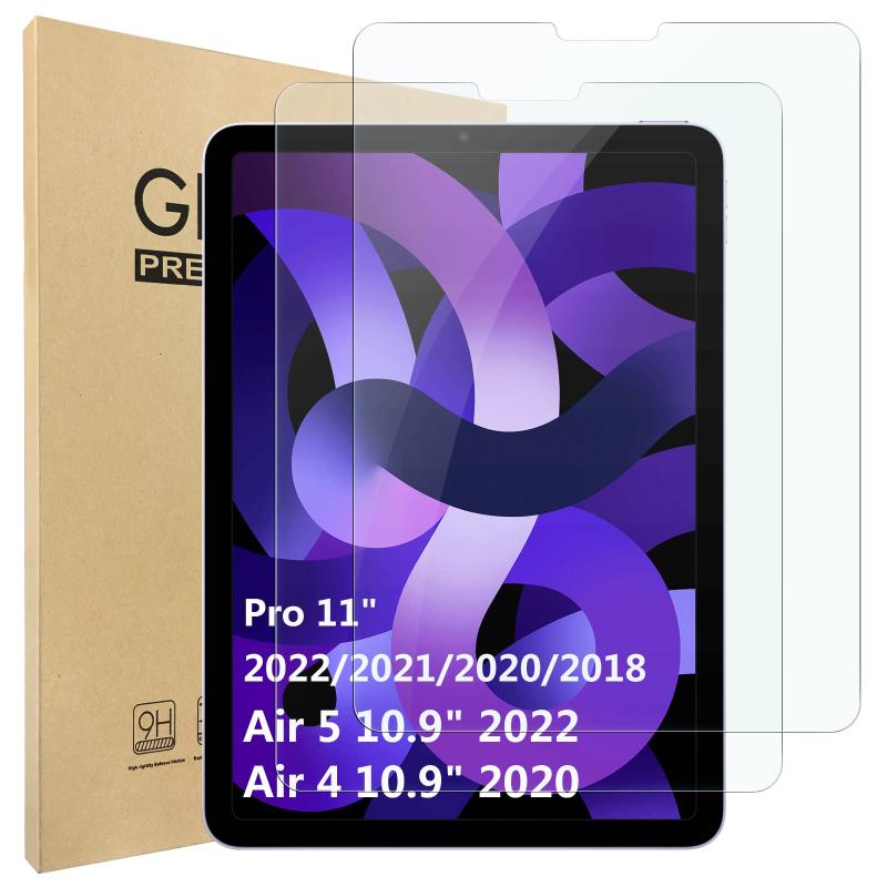 SHARP - Hianjoo 2枚セット iPad Air 10.9 (第5世代 2022年/ 第4世代 2020年) 対応 フィルム 強化ガラス 硬度9H/飛散防止/高透過率 iPad Pro 11 2022/2021/2020/2018 対応 ガラスフィルム 保護