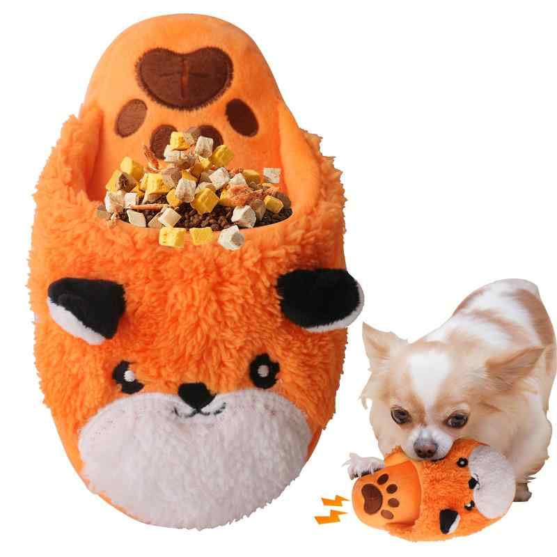 犬 おもちゃ ぬいぐるみスリッパ 柴犬 知育玩具 音が鳴る おやつ入れ デンタルケア ノーズワーク 運動不足 トレーニング 不安分離症解消 ストレス解消 犬用 ペット用 玩具 スクィーカー 入