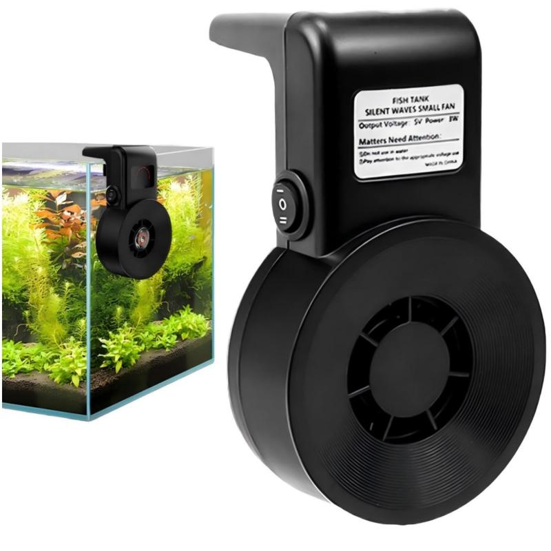 水槽用クーラー 小型冷却ファン 2段階風量調節 水槽 扇風機 小型 水族館冷却ファン 取り付け簡単 魚飼育 夏対策