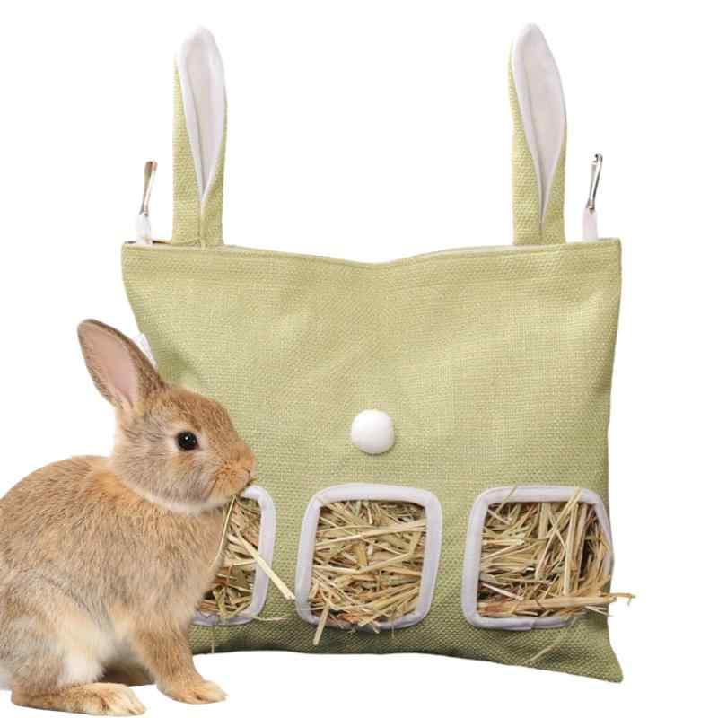 チモシー入れ 牧草入れ うさぎ 餌入れ ウサギ用給餌バッグ 牧草フィーダー 大容量 省スペース 散らからない 牧草袋 小動物向け食器 ウサギ用品 うさぎ えさ入れ
