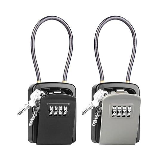 Rakuten - キー ボックス [防水-2 Pcs] Diyife 小型 セキュリティボックス 壁掛け 4桁の組み合わせる 防犯 盗難防止 屋外 オフィス 倉 車 玄関 別荘 事務所 会社 アパート用 安全 便利 日本語説明書付き (黒