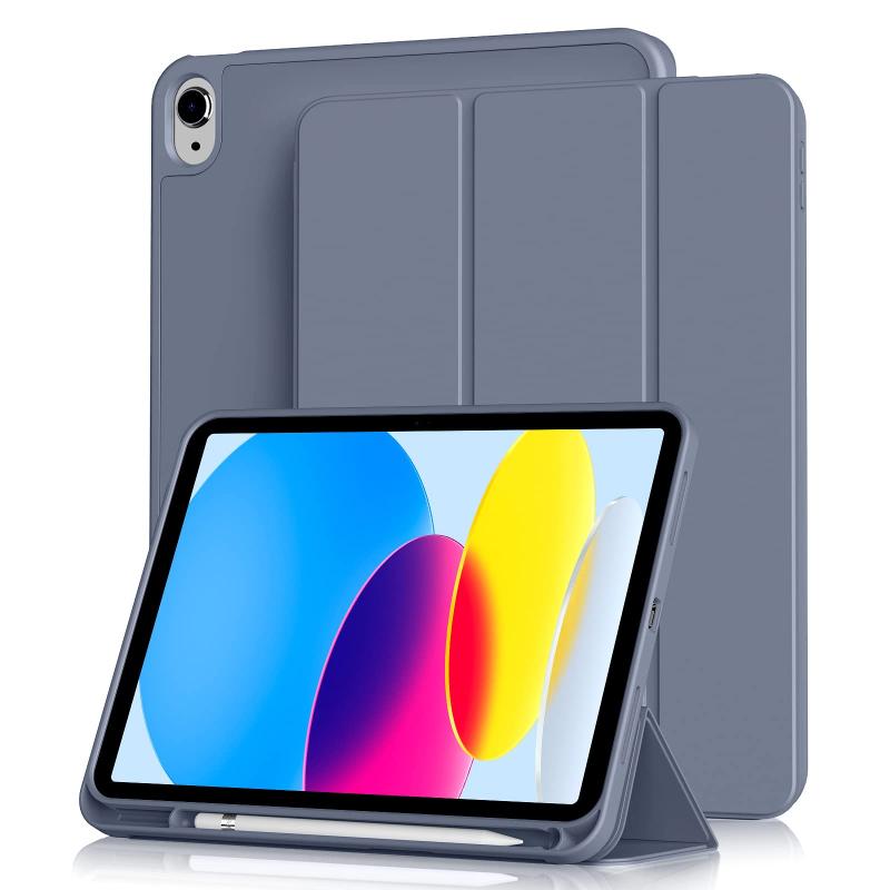 Liquid Crystal Protector - Aoub iPad 11世代 (A16) 10世代 ケース 2025 2022 11/10.9インチ ipad 第10世代 カバー オートスリープ/ウェイク機能対応 Apple Pencilペン収納 TPU 薄型 軽量 耐衝撃 三つ折りスタンド ブルーグ