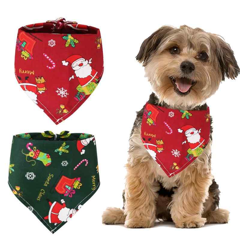 犬用バンダナ クリスマス 2個セット 猫 犬用 スタイ サンタクロース柄 よだれかけ ペット用 唾液タオル 綿製 三角スカーフ クリスマスパーティー 誕生日 お出かけ 散歩用 小型犬 中型犬 大