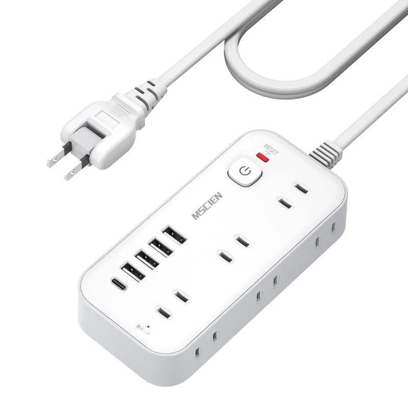 Other - Mscien 電源タップ usb付き 延長コード 5m 6個口4 usb-a 1 usb-c コンセントタップ タコ足配線 テーブル 電源コード スイッチ付き 雷ガード 蛸足コンセント コンセント 分岐 たこあし oa 電源 横差し