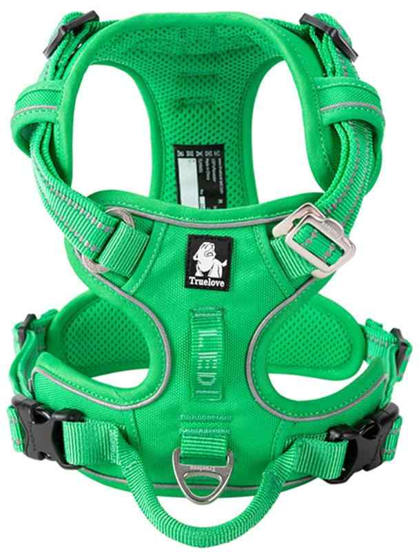 cocomall 犬用ハーネス 犬用胴輪 ドッグハーネス 3M反射材料 ナイロン製 小型犬、中型犬、大型犬に向け (L, グリーン)【新しいデザイン】：以前のより完璧なデザインで、とても使用しやすく、首回りに1箇所と胴回りに2箇所でバックルがあります。元のハーネスの上で首回りの調節の難題を解決します。足をあげる必要がなくて、頭から被せる必要もない3M反射ステッチ：ハーネスはかわいいだけでなく、夜になると反射するので安全、暗い夜道でも目立ちます。入射した方向に対して集中的に反射するため、ライトに照らされると、遠くからでもよく見えます。束縛感ないデザイン：ハーネスの裏側は柔らかい素材で、生地も厚めなので、散歩中わんちゃんの体への負担を軽減できます。犬用ハーネスは、引っ張っても圧力が体全体に分散されます。安定感が増すので、バランスよく歩けるようになり、心地好くお散歩できます。調節できる、操作簡単：ワンチャンの体系に合わせて調節しておけば簡単着脱バックルはサイズ調整が可能なので微妙な調整もできます。アルミニウム素材のDカン、背中部分にハンドルが付き、車載功能：耐衝撃性に優れたアルミニウムDカンの留め具は高い引張り強さ、耐腐食性と硬度がある。それに、背中部分にハンドルがついたハーネスです。ハンドルがあると色々な場面で とっても便利。持つことで、車内でベルトと繋がって愛犬の飛び出しなども防ぐことができます。