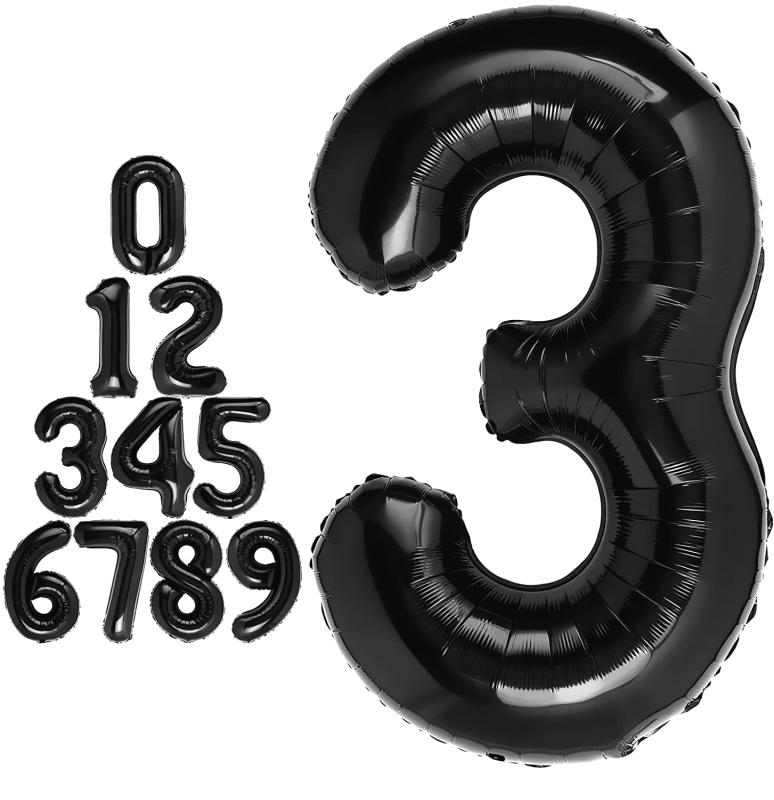 黒い 数字バルーン 数字3 ナンバー 風船 大きい 40インチ 約90cm 誕生日 バルーン バースデー パーティー 飾り付け ウェディング 記念日 デコレーション