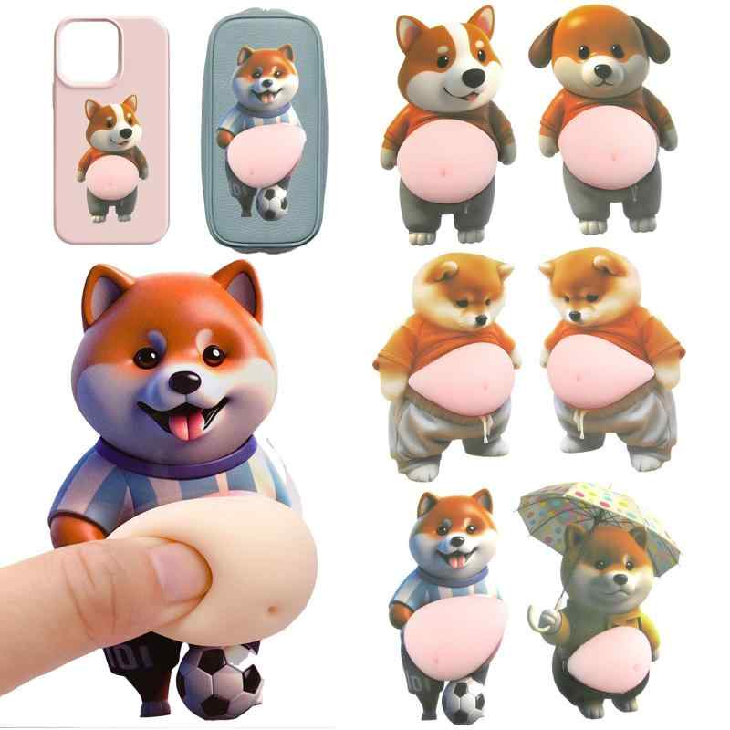 デブ 犬 ぷにぷにシール おしり お腹 ぷっくりシール 柴犬 3D 立体 ステッカー 柔らかい ストレス解消おもちゃ 5/6/10/15個 かわいい 大きな腹 スマホ ステッカー 3d 犬 デコレーション DIY用 手 whitehalca-10211255 White market パッケージ画像