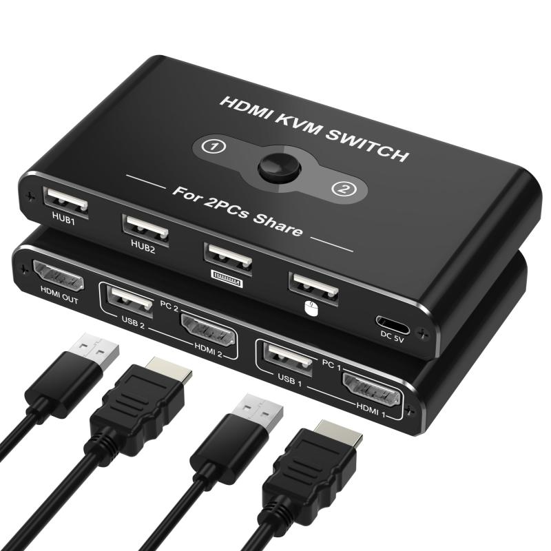 Other - KVMスイッチ HDMI PC 2台用 パソコン2台 キーボード/マウス/プリンター/ディスプレイ1台共有できる切り替え器 2入力1出力 KVM USB 切替器 4K@60Hz映像出力 4 USB-Aポート キーボード/マウス/プリンター