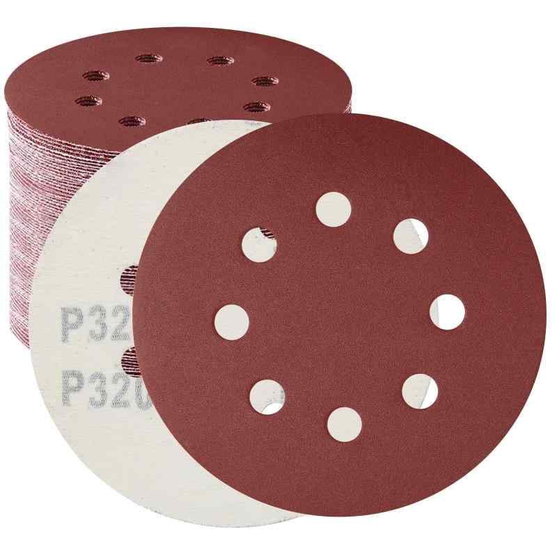 MORLARCO ランダムサンダー ペーパー 125mm 320番 50枚入セット サンダー ペーパー マジック式 8穴 サンディングペーパー 丸型 サンディングディスク 電動サンダー用サンドペーパー 木工DIY作業に