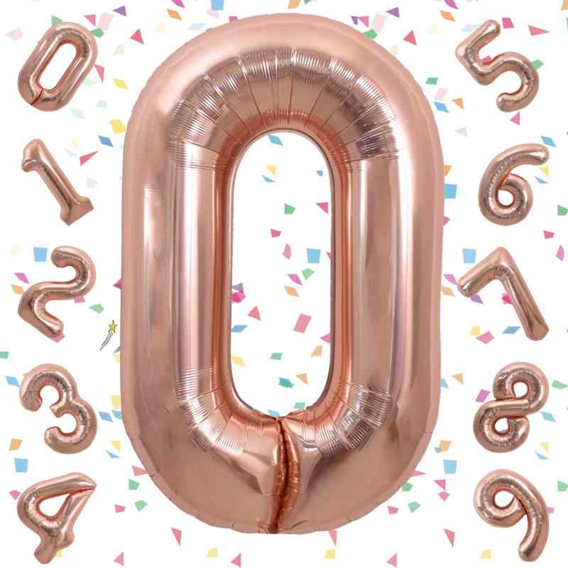 EXGOX 数字 バルーン 大きい ローズゴールド 誕生日 ナンバー 0 アルミ風船 32インチ ハッピーバースデー パーティー 成人式 入学 卒業式 記念日 お祝い 飾り付け