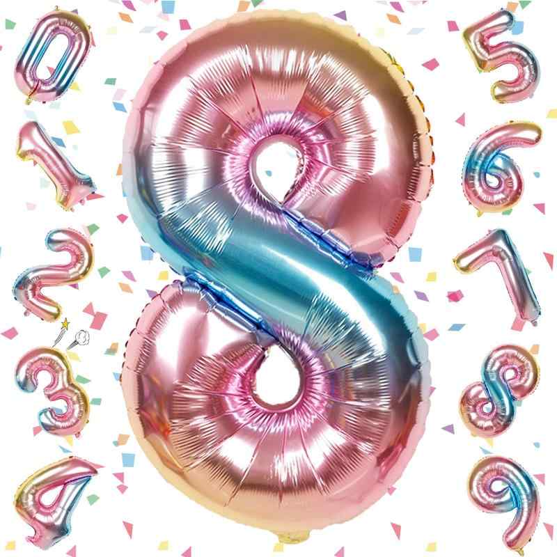 EXGOX 数字 バルーン 大きい レインボー 誕生日 ナンバー 8 アルミ風船 32インチ ハッピーバースデー パーティー 成人式 入学 卒業式 記念日 お祝い 飾り付け
