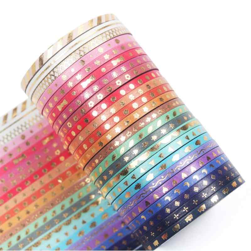 YUBBAEX マスキングテープ 金箔押し 3mm幅 x 24巻 薄いです プレゼント包装、DIY工芸品、ノートの装飾に使える (虹色のブロンズ 3mm x 24巻)豪華の金：金箔押しがアクセントの和柄マスキングテープです。豪華な和柄です。DIY必須品：DIYコンだったら、このテープはグッドチョイスに違いない。優れた紙材料を採用し、絵柄がはっきりしていて、色が褪めません。柔軟性があり、使いやすいです。貼りやすくて剥がしやすいです。剥がしても跡が残りません。可愛いデザイン：とても可愛いデザイン、絵柄もたくさんある。お好みと意匠によってテープを自由に切ったっり、合わせたりすることができます。商品内容：24巻カラフル和紙テープ， 商品サイズ3mm×5m（W×L）。幅広い用途：ノート、冊子、アルバム、魔法瓶、プレゼント包装、手紙、カードを飾ってもいいです。創造力でより多くの用途に使ってください。