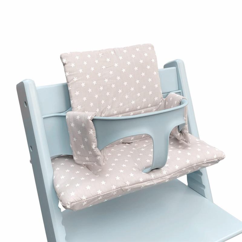 Maternity Foods - ZARPMA ハイチェアクッションコットンパッドを詰めたコットンファブリックカバー に適用 Stokke TrippTrapp 椅子 (灰色の星)