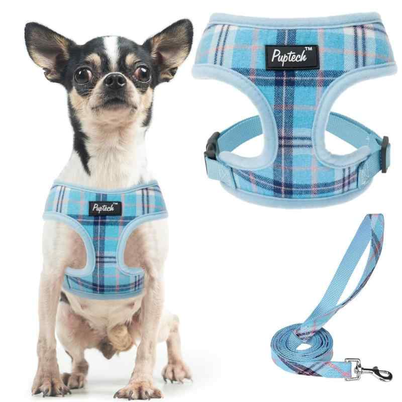 PUPTECK 犬 ハーネス リード セット 犬用 胴輪 はーねす 調節可能 着脱簡単 軽量 メッシュ 通気性 快適 ソフト 反射材付き 引っ張り防止 抜けない 喉に優しい 耐久性 散歩 安全 しつけ用 老犬介