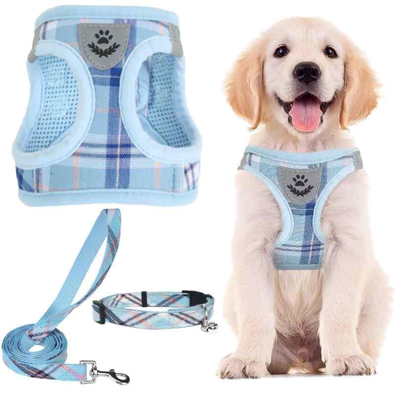 Pet Foods - PUPTECK 犬 ハーネス リード セット 犬用 胴輪 ソフト マジックテープ付き 反射素材付き ペット用品 はーねす 引っ張り防止 抜けない 喉に優しい 調節可能 着脱簡単 軽量 メッシュ 快適 通気