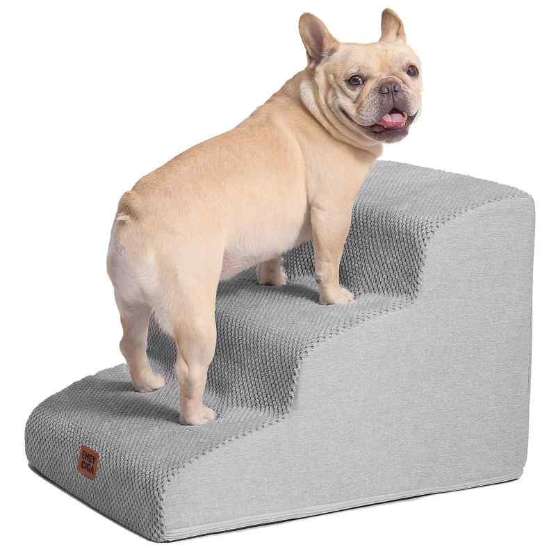 EHEYCIGA 犬 階段 ステップ ペット階段 ドッグステップ 犬 スロープ 高密度 滑り止め付き 安定性 カバー取り外し可能 洗える 小型犬適用（ライトグレー、40x57x40cm、3段）