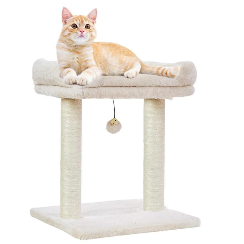 キャットツリー ミニ 猫タワー 低め 小型 スリム 据え置き 猫ハウス 猫 爪とぎ 天然麻紐 省スペースベージュ