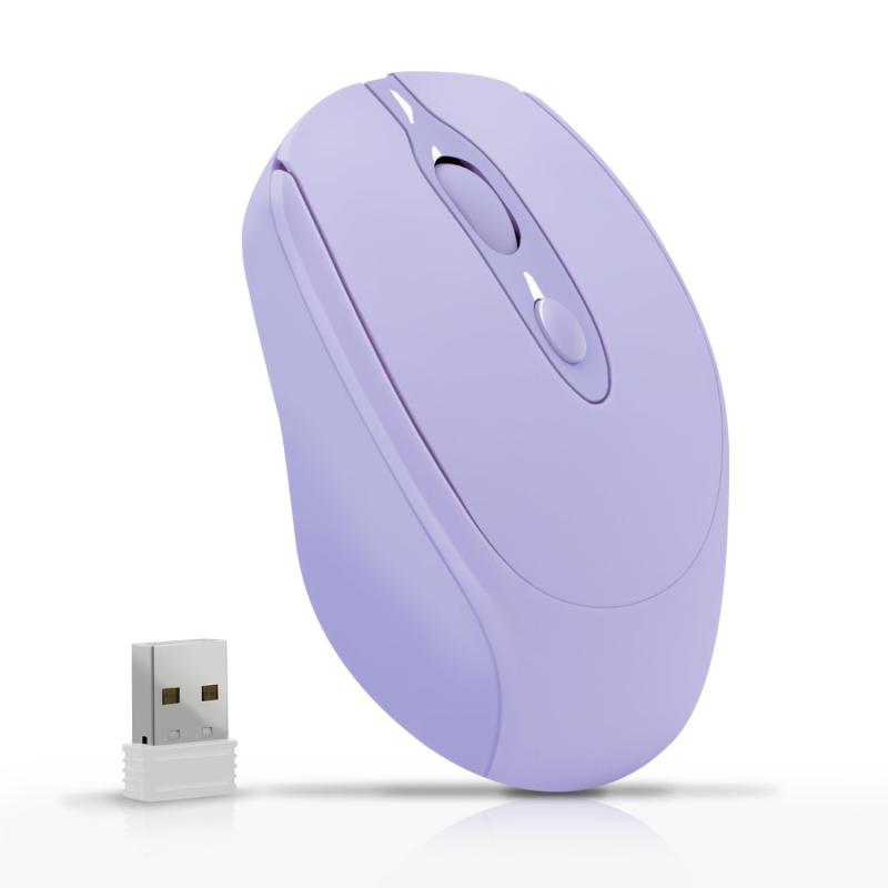 ワイヤレスマウス Bluetooth 5.2 & 2.4GHz Dolrsoマウス 無線デュアルモード 静音設計 3段階DPI切替 人間工学 充電式 Type-C Mac/Windows/iPad/スマートフォン対応 軽量設計 (パープル)