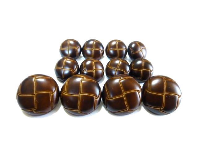 Rakuten - ジャケット用 茶色系 皮風 ボタン21mm 4個 15mm 8個 合計12個入り