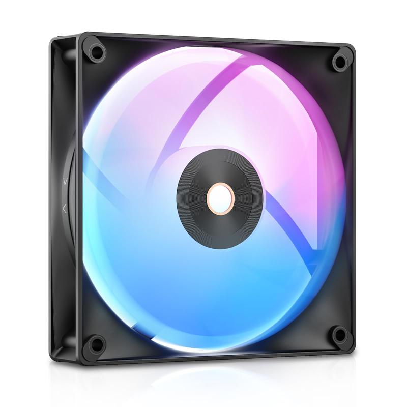 Ocypus Delta F12 ARGB 120 mm PCケースファン、最大2000RPMの大風量、4ピンPWM制御ケースファン、低ノイズ&油圧ベアリング (ブラック-1PACK)