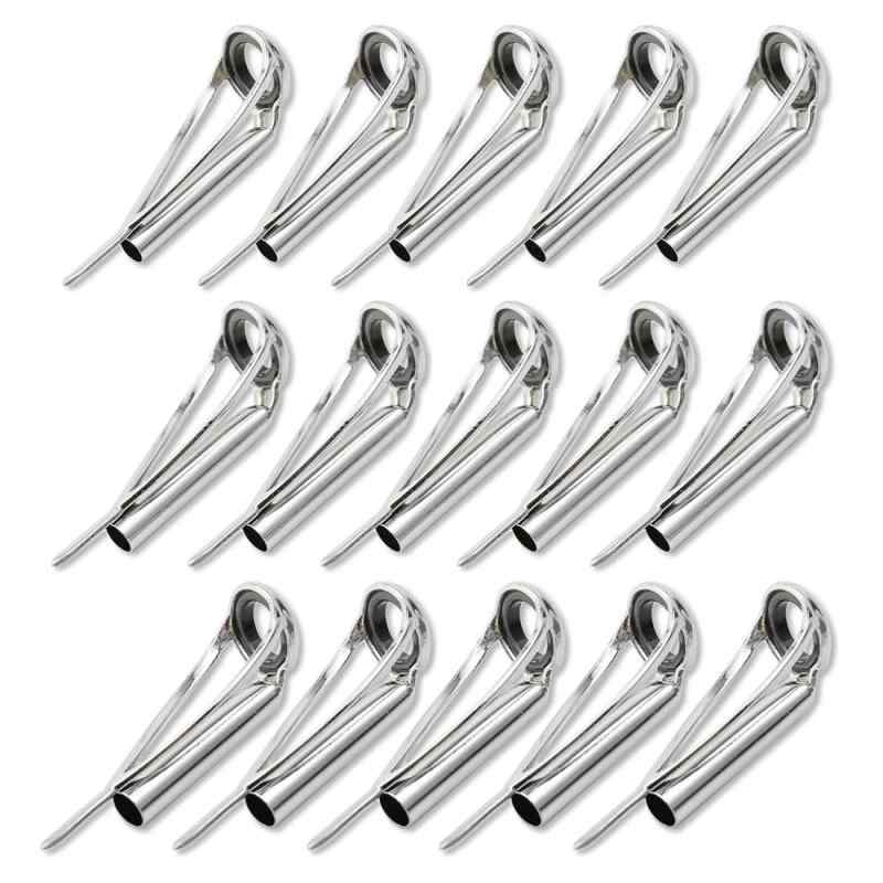 トップガイド ロッドガイド 糸巻き式 ステンレス 釣り竿 穂先 修理 15点セット (8-2.8mm/8-3.2mm/8-3.6mm)糸巻き式の傾斜フレームトップ。エギング、投げ、石鯛、船からGTまで商品内容：穂先修理用トップガイド　8-2.8mm×5個、8-3.2mm×5個、8-3.6mm×5個（合計15個セット）収納ケース付き。素材　フレーム：ステンレス　リング：セラミック必要に応じてサイズセットをお選びいただけます。