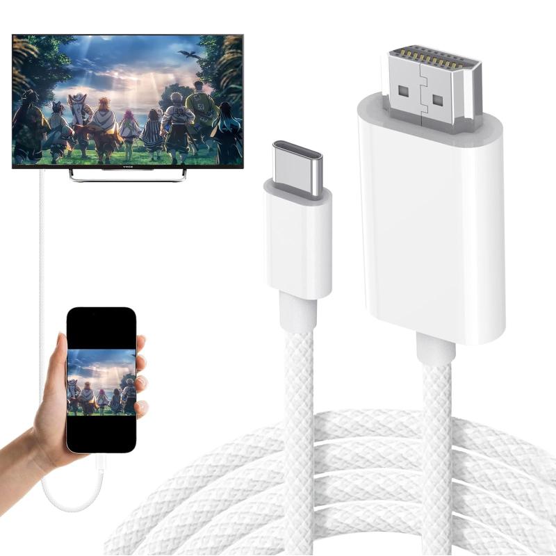 beefeed Type-C to HDMI 変換ケーブル 【4K対応・高速伝送】 1.8M USB Type-C 変換アダプター ナイロン編み スマホ・タブレット・PC 映像出力 ミラーリング モニター延長 iPhone 15/16/17 Pro Ma
